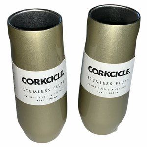 2 Corkcicle Champagne Stemless Flute "Glampagne"